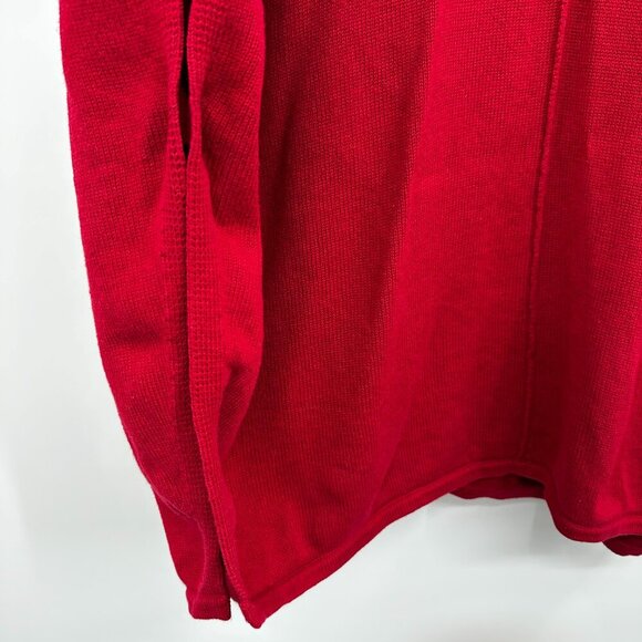 Pure Jill J Jill Cotton Cashmere Red Turtleneck Poncho Sweater MEDIUM/LARGE - Picture 6 of 7